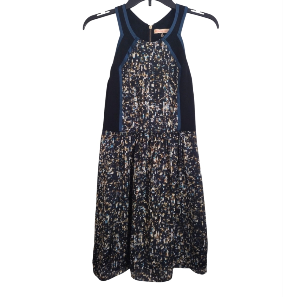 Rebecca Taylor Black MultiColor Sequin Print Racerback Dress Size 2